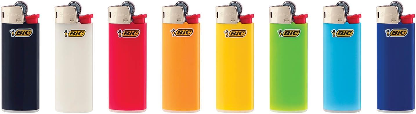 BIC Mini Pocket Lighters Assorted Bright Colors 50Count Tray Safe and Reliable ChildResistant Lighters