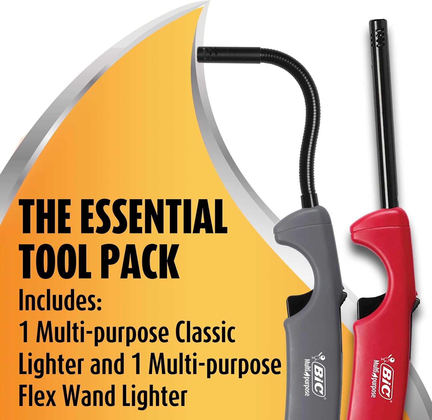 BIC Multi Purpose Lighter with Flexible Metal Wand Classic Collection Great Lighter for Candles Grills and Fireplaces 10 Count Pack of LightersMulticolored