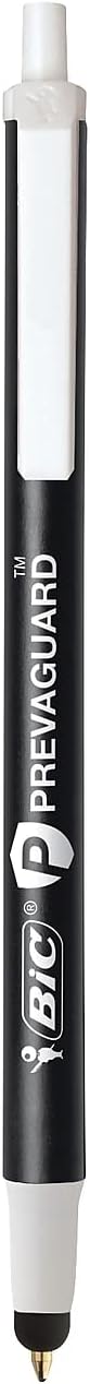 BIC PrevaGuard Clic Stic Ballpoint Pen ampamp Stylus With Builtin Protection To Suppress Bacteria Growth Medium Point 10mm Black 12Count
