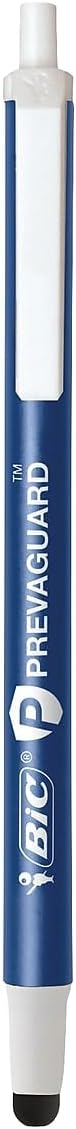 BIC PrevaGuard Clic Stic Ballpoint Pen ampamp Stylus With Builtin Protection To Suppress Bacteria Growth Medium Point 10mm Blue 12Count