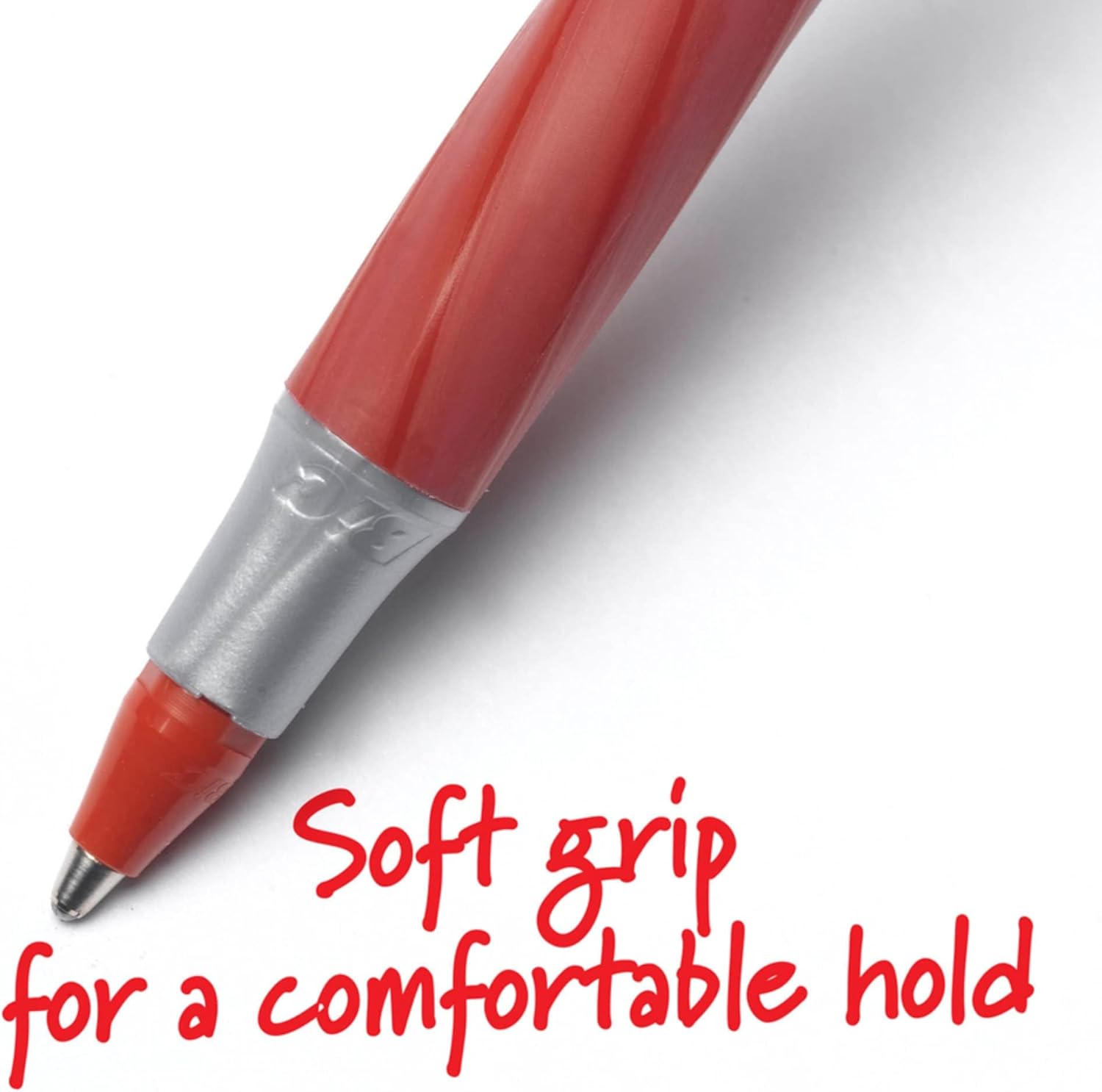 BIC Round Stic Grip Xtra Comfort Ballpoint Pen Medium Point 12mm Red 12Count12 Count Pack of 1