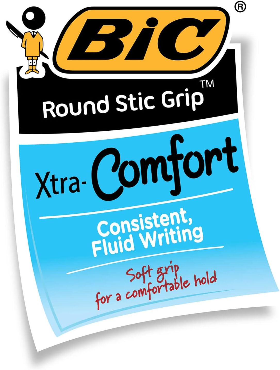 BIC Round Stic Grip Xtra Comfort Ballpoint Pen Medium Point 12mm Red 12Count12 Count Pack of 1