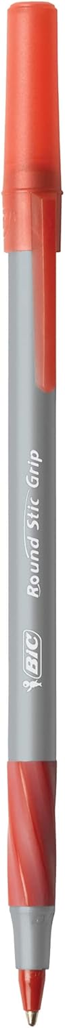 BIC Round Stic Grip Xtra Comfort Ballpoint Pen Medium Point 12mm Red 12Count12 Count Pack of 2
