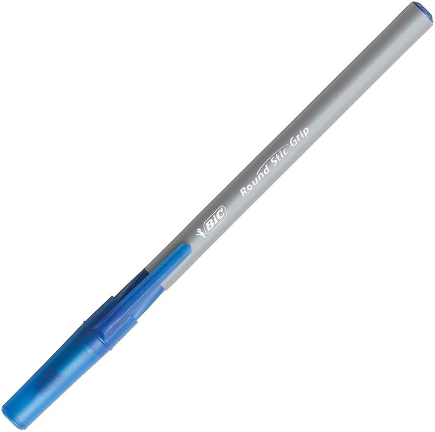 BIC Round Stic Grip Xtra Comfort Ballpoint Pens Medium Point 12mm Ink Pens Black ampamp Blue Soft Grip For Added Comfort And Control 36Count GSMG361AST