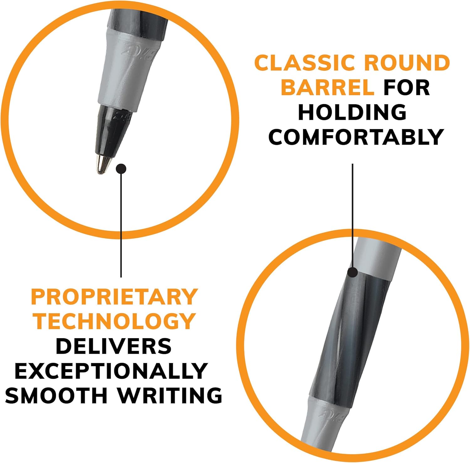 BIC Round Stic Grip Xtra Comfort Black Ballpoint Pens Medium Point 12mm 36Count Pack Perfect Writing Pens With Soft Grip for Superb Comfort and Control