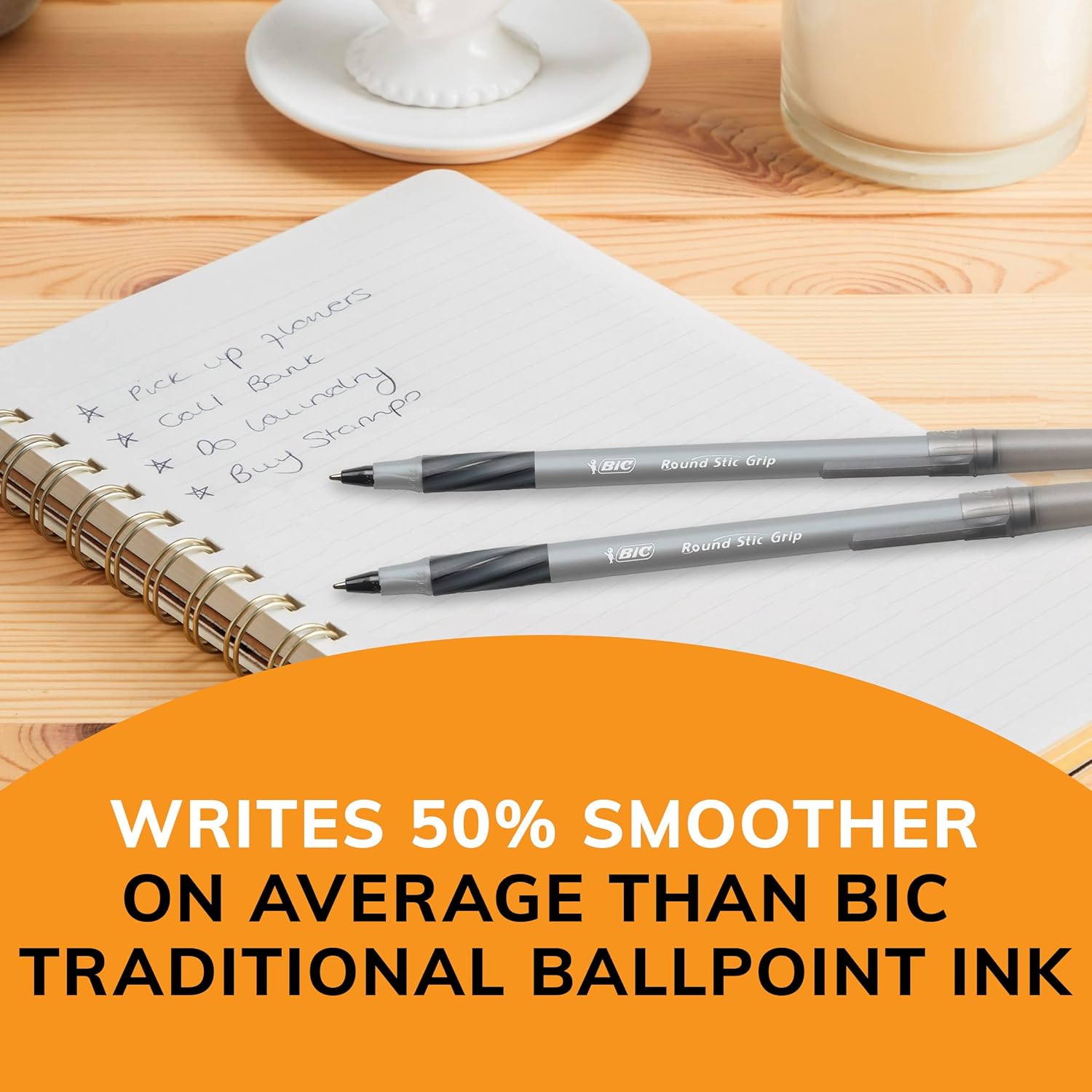 BIC Round Stic Grip Xtra Comfort Black Ballpoint Pens Medium Point 12mm 36Count Pack Perfect Writing Pens With Soft Grip for Superb Comfort and Control