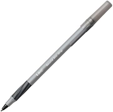 BIC Round Stic Grip XtraComfort Medium Ball Point Pen Black 12 Pack12 Count Pack of 1