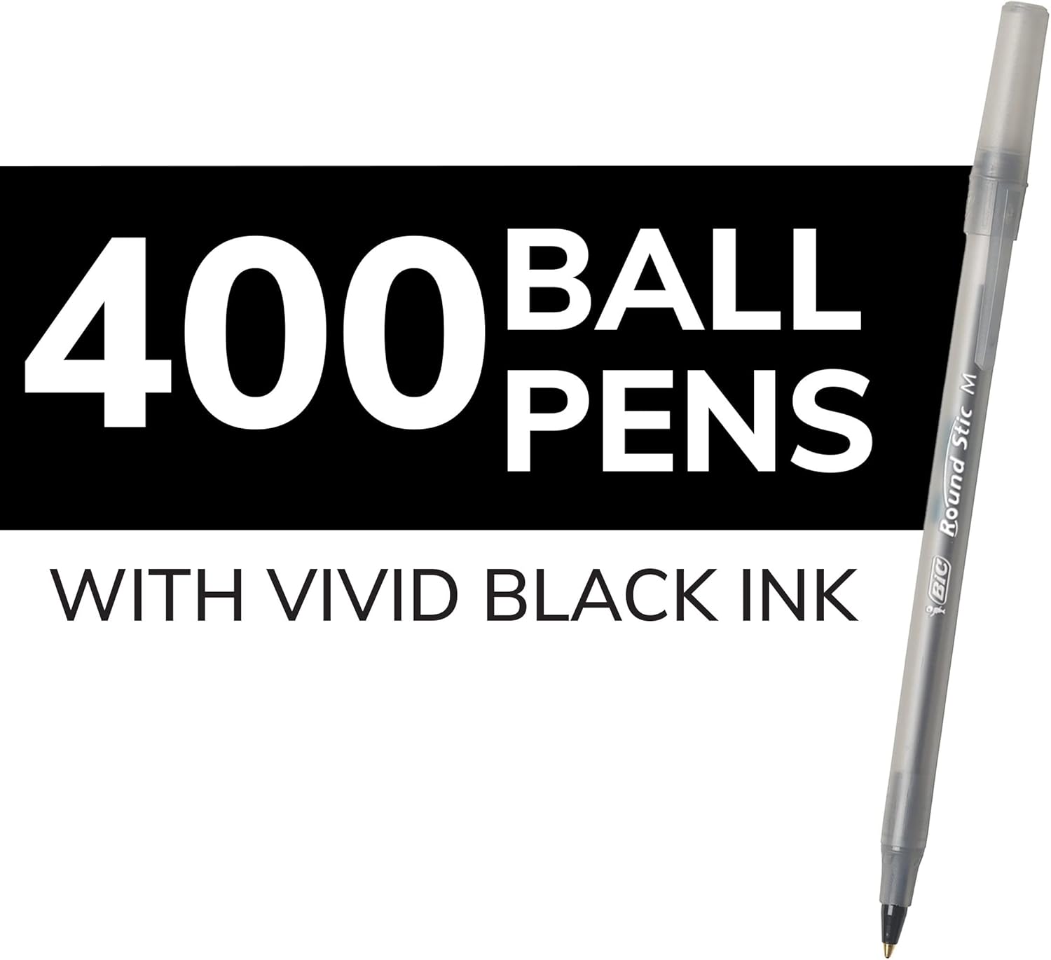 BIC Round Stic Xtra Life Ball Pen Medium Point 10mm Assorted Colors 240CountBlack