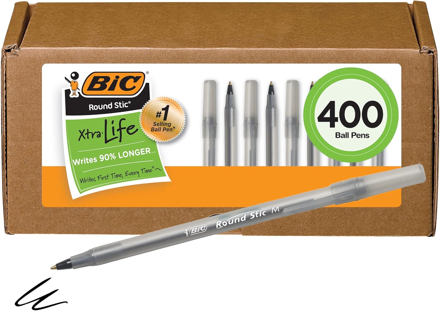 BIC Round Stic Xtra Life Ball Pen Medium Point 10mm Assorted Colors 240CountBlack