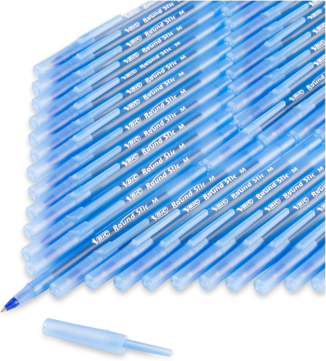 BIC Round Stic Xtra Life Blue Ballpoint Pens Medium Point 10mm 240Count Pack of Bulk Pens Flexible Round Barrel for Writing Comfort No 1 Selling Ballpoint Pens