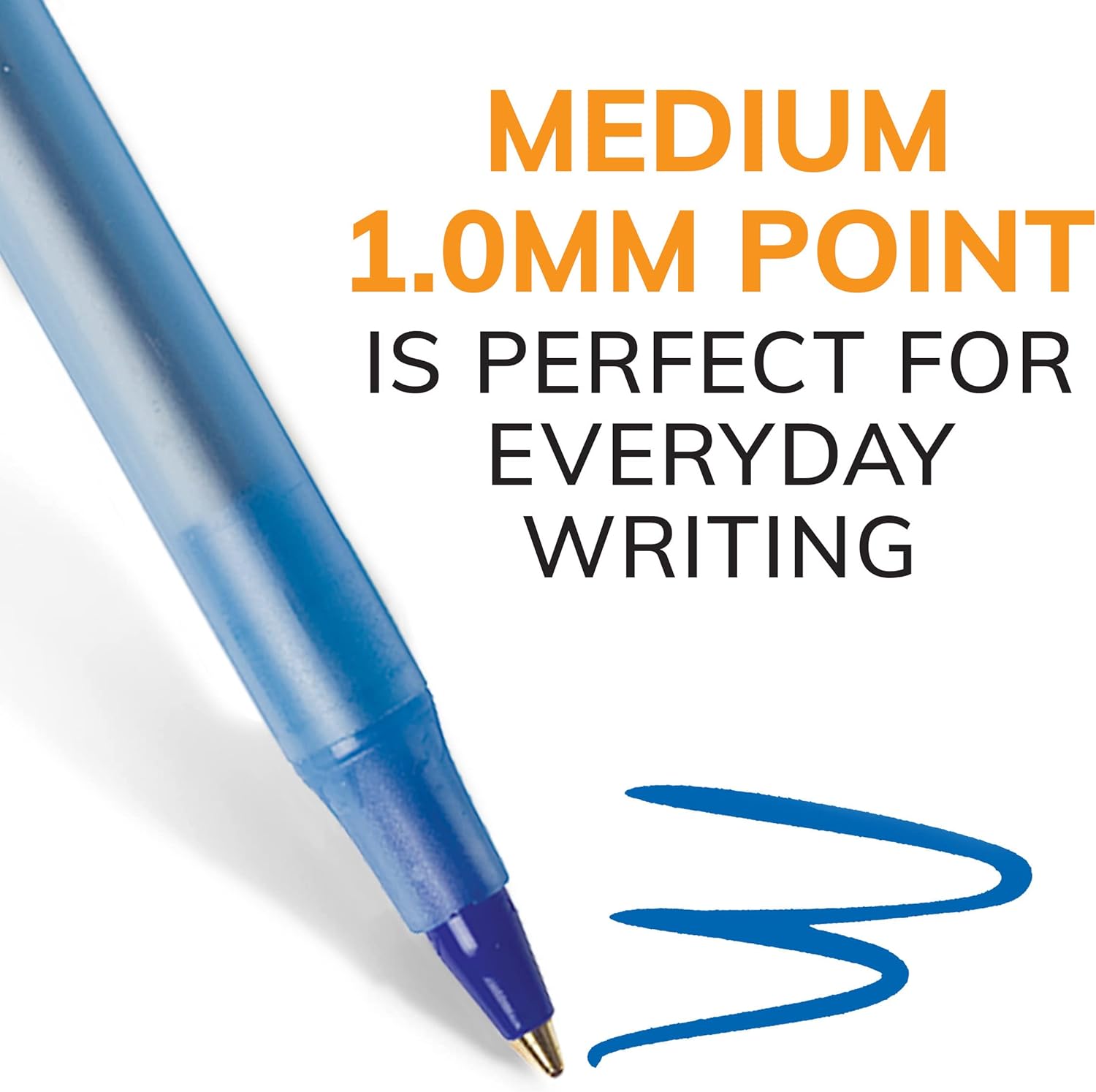 BIC Round Stic Xtra Life Blue Ballpoint Pens Medium Point 10mm 60Count Pack of Bulk Pens Flexible Round Barrel for Writing Comfort No 1 Selling Ballpoint Pens60 Count Pack of 2