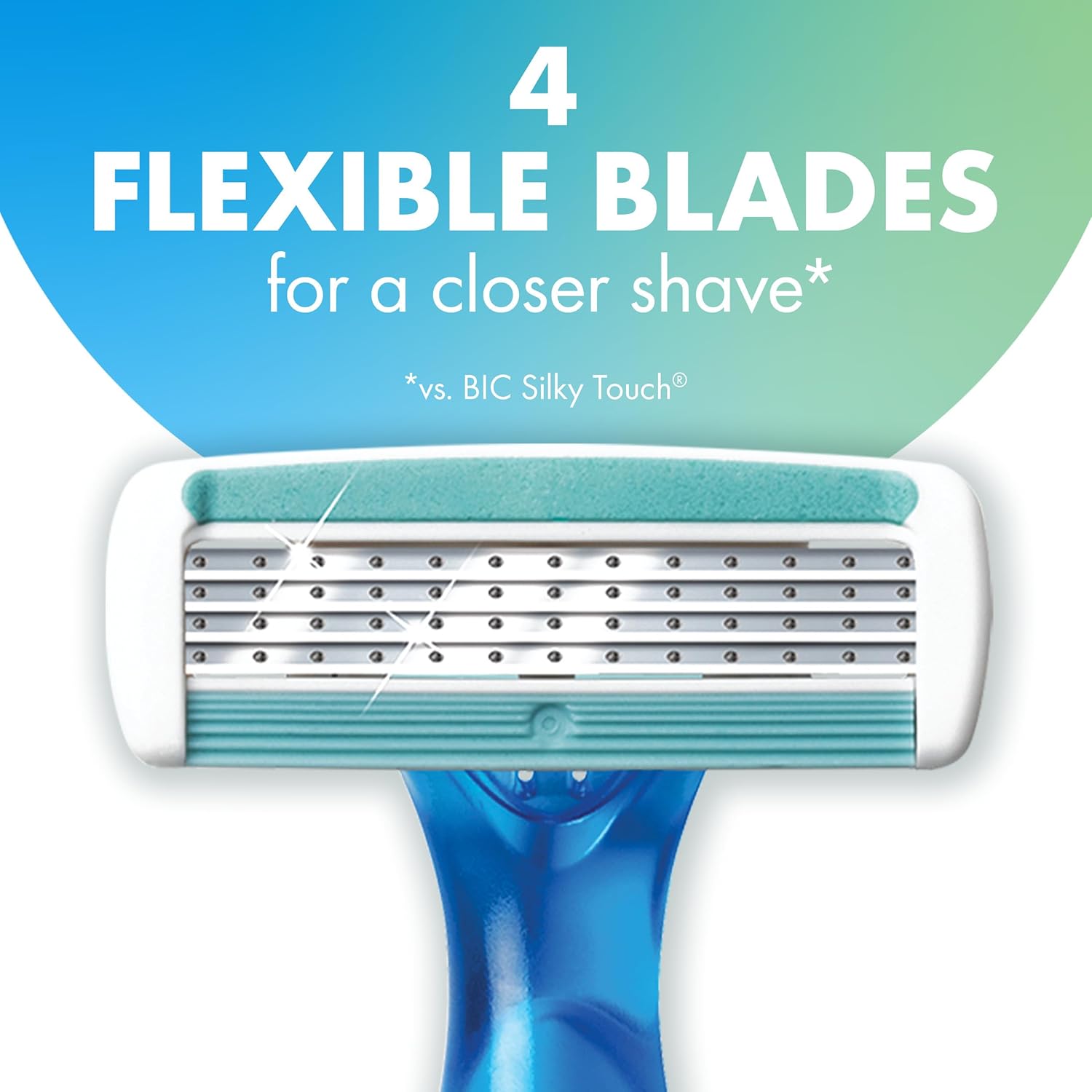 BIC Soleil Comfort Womens Disposable Razors for Summer Flexible Blades for a Closer Shave and Less Irritation Shaving Razor With 4 Blades 10 Count PackBlue