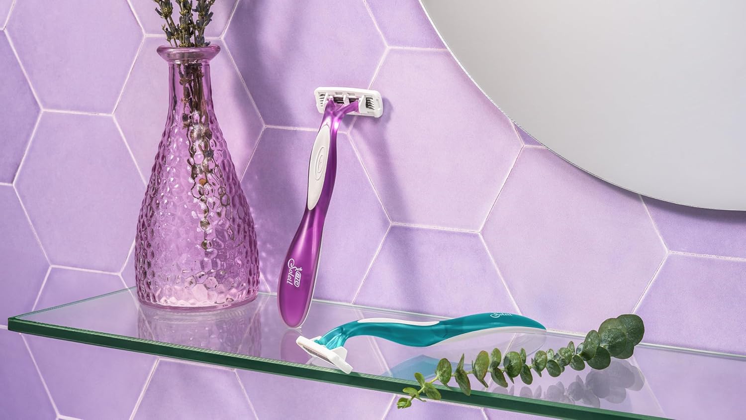 BIC Soleil Escape Womens Disposable 4Blade Razors Perfect Bikini Line Razor Lavender ampamp Eucalyptus Scented Handles 4PackAssorted