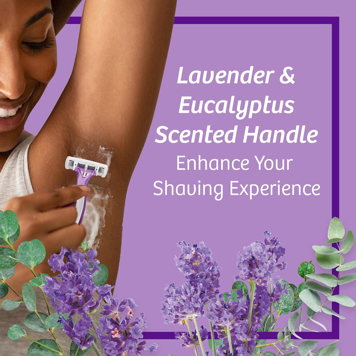 BIC Soleil Escape Womens Disposable 4Blade Razors Perfect Bikini Line Razor Lavender ampamp Eucalyptus Scented Handles 4PackAssorted