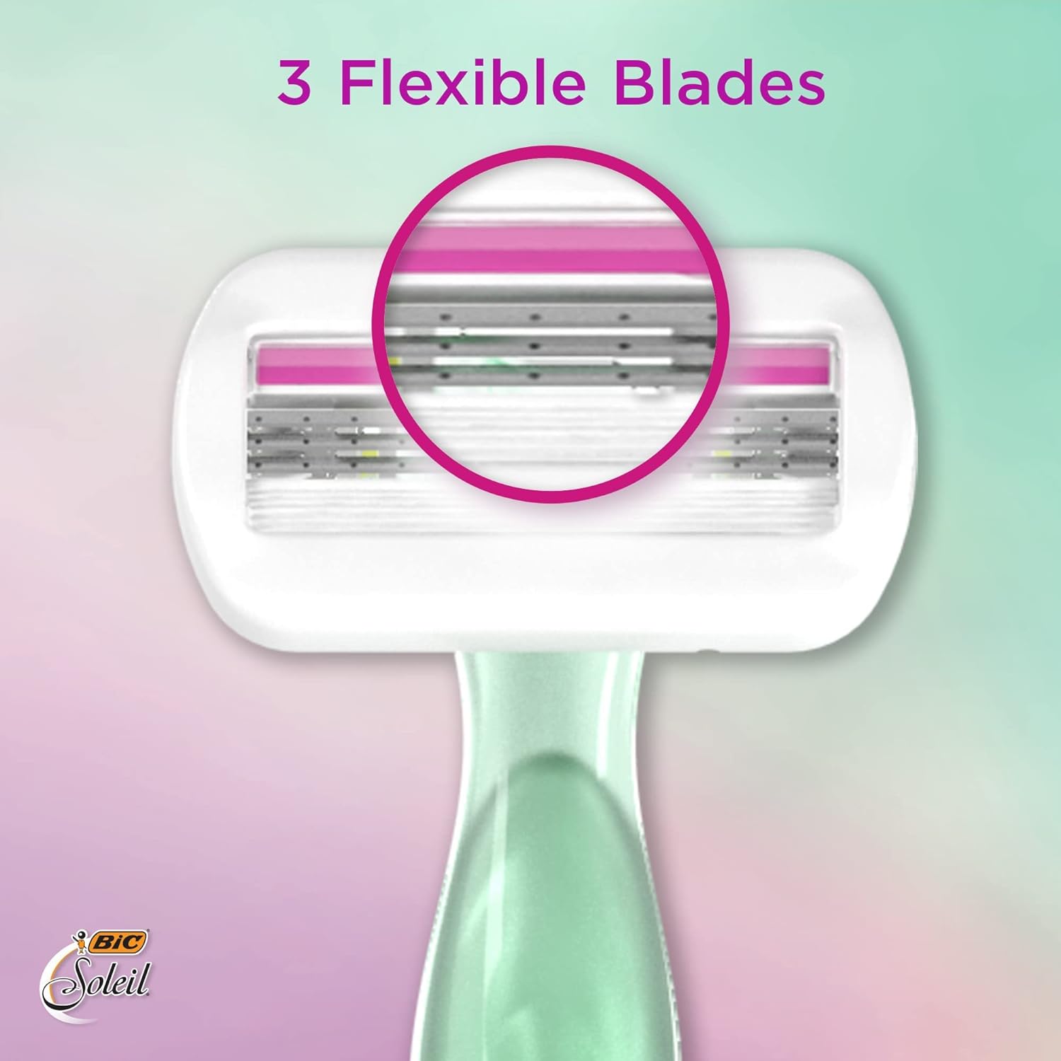 BIC Soleil Sensitive Womens Disposable Razors 3 Blades With Moisture Strip For a Silky Smooth Shave 6 Piece Razor Set 3 Count Pack of 2Purple