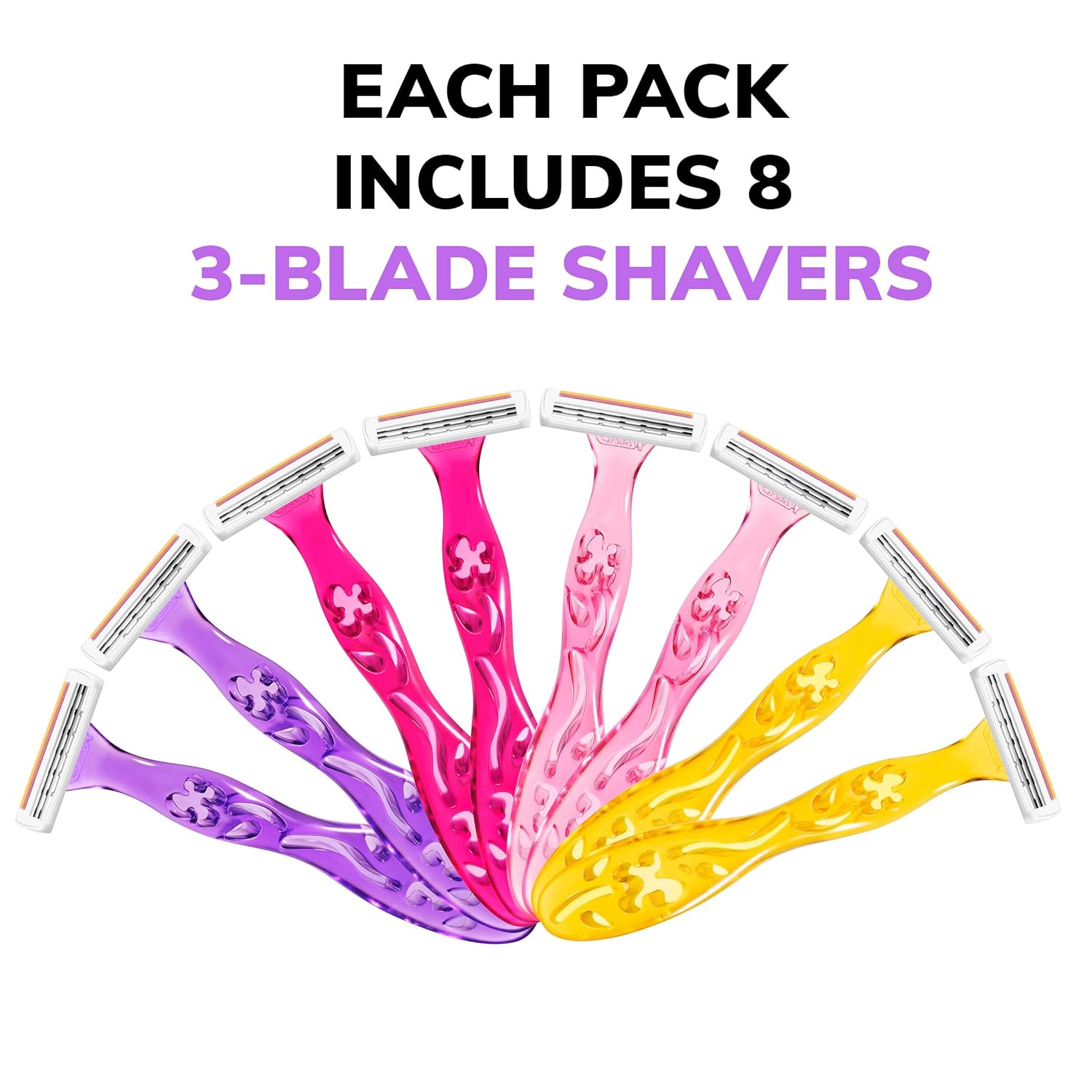 BIC Soleil Simply Smooth Womens Disposable Razors 3 Blades With Moisture Strip For a Silky Smooth Shave 8 Piece Razor Set8 Count Pack of 1