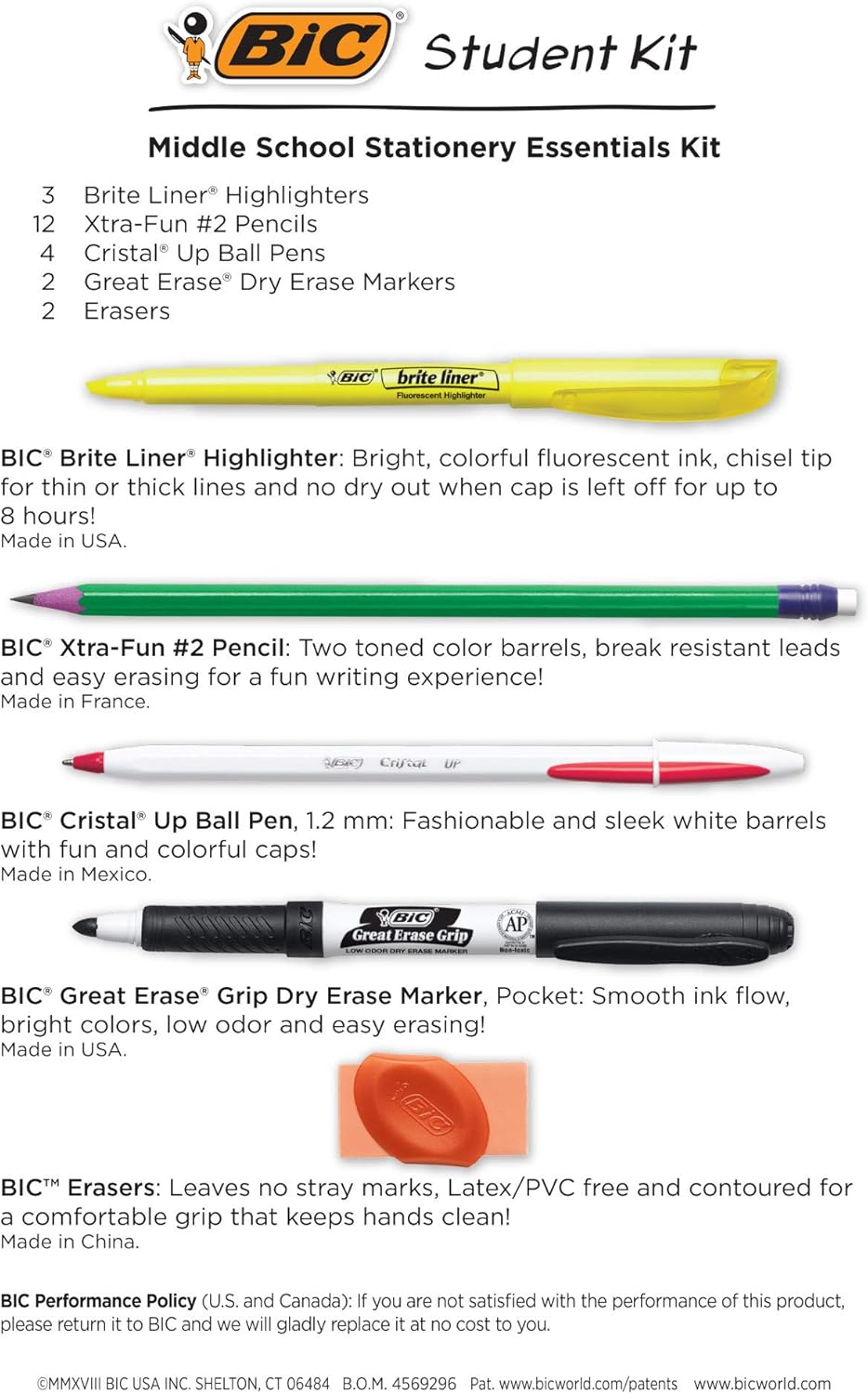 BIC Student Kit Assorted Stationery Essentials 23 Count1 Count Pack of 2