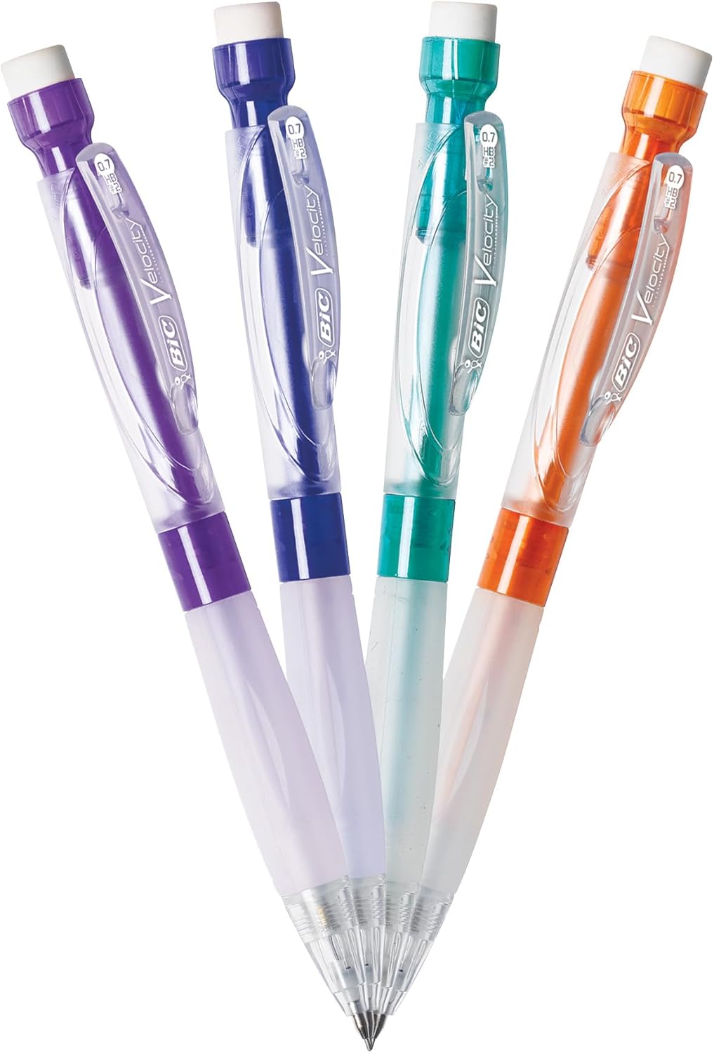 BIC Velocity Max Mechanical Pencils With Colorful Barrel Medium Point 07mm 2Count Pack Mechanical Pencils With Erasers and Lead Refills07mm Black Lead Pencils