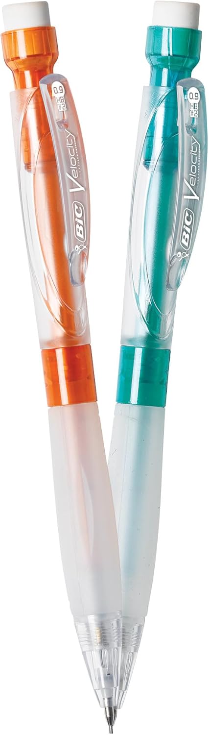 BIC Velocity Max Mechanical Pencils With Colorful Barrel Medium Point 07mm 2Count Pack Mechanical Pencils With Erasers and Lead RefillsBlack