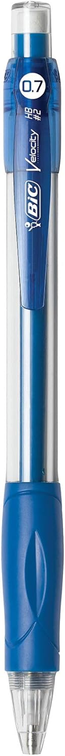 BIC Velocity Max Mechanical Pencils With Colorful Barrel Medium Point 07mm 2Count Pack Mechanical Pencils With Erasers and Lead RefillsBlue Barrel