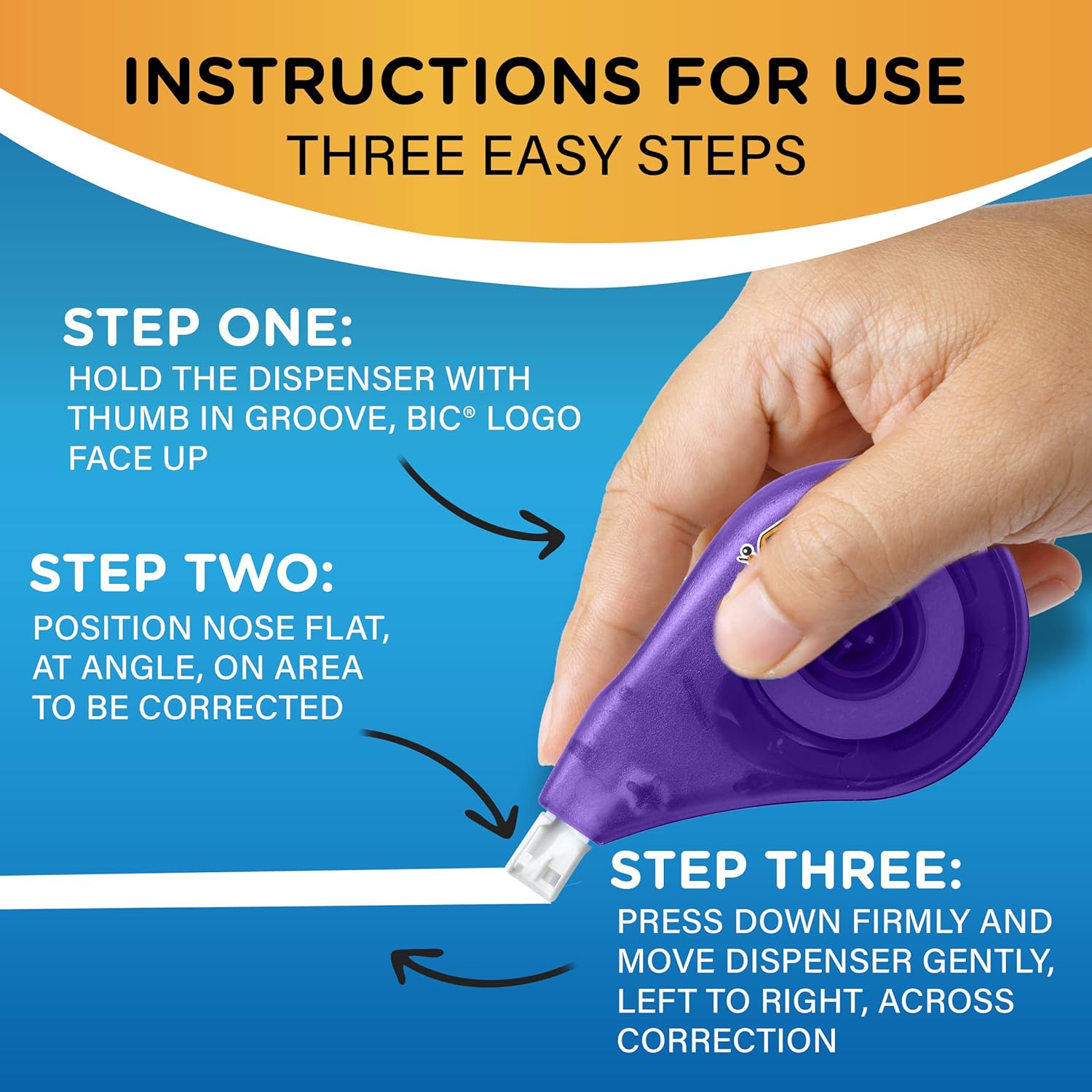 BIC WiteOut Brand EZ Correct Correction Tape White Fast Clean ampamp Easy To Use TearResistant Tape 6Count