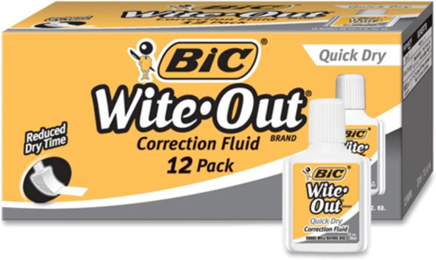 BIC WiteOut Quick Dry Correction Fluid  3 Pack BICWOFQD32412 Count Pack of 1