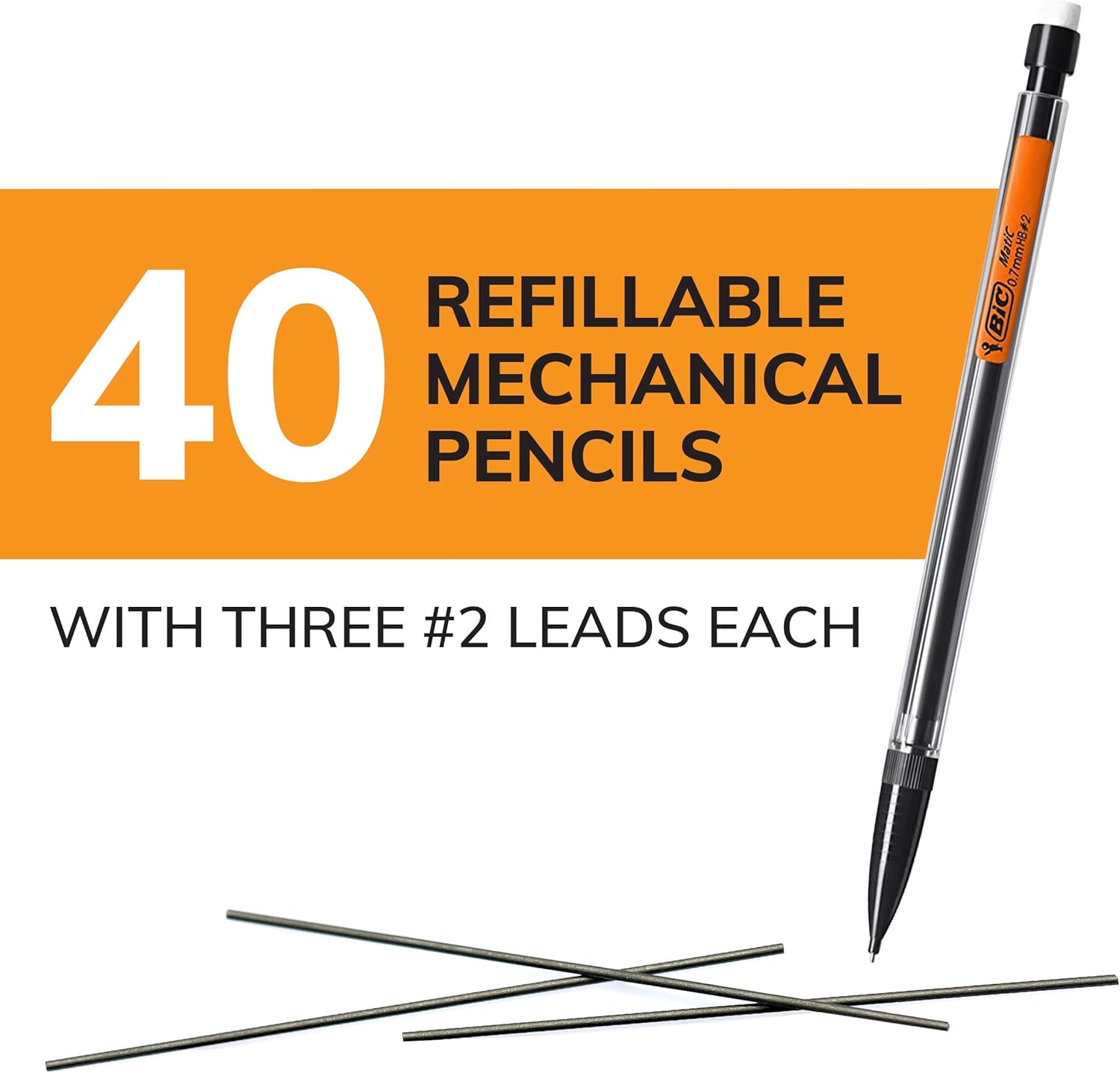 BIC Xtra Smooth Mechanical Pencils with Erasers Medium Point 07mm Perfect for Everyday Writing Erases Cleanly Writes Smooth ampamp Dark 40Count Gift Set