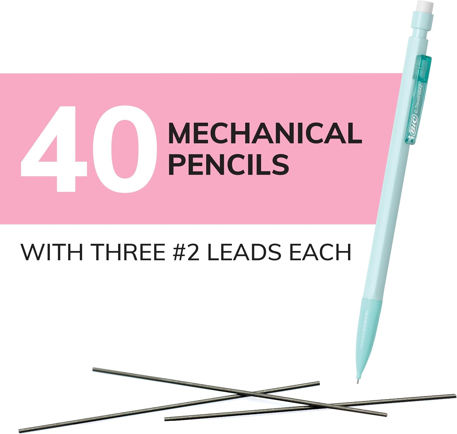 BIC Xtra Smooth Mechanical Pencils with Eriasers Medium Point 07mm No Smudge and Clean Erasing Writes Smooth ampamp Dark Great Holiday Gift 24Count Gift SetGraphite Lead Pastel Barrels