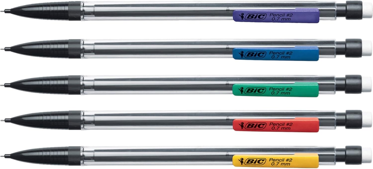 BIC XtraLife Mechanical Pencil Clear Barrel Medium Point 07mm 12Count  Black