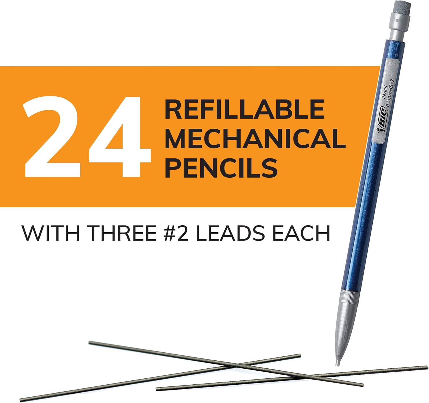 BIC XtraPrecision Mechanical Pencil Metallic Barrel Fine Point 05mm 24Count Doesnt Smudge and Erases Cleanly24 Count Pack of 1