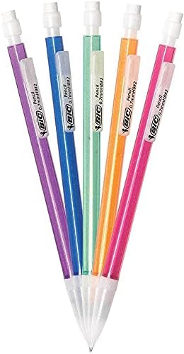 BIC XtraSparkle Number 2 Mechanical Pencils With Erasers MPLP241BLK Medium Point 07mm 24Count Pack Cute Mechanical Pencils For Girls Boys and Adults Barrel Colors May Vary07mm