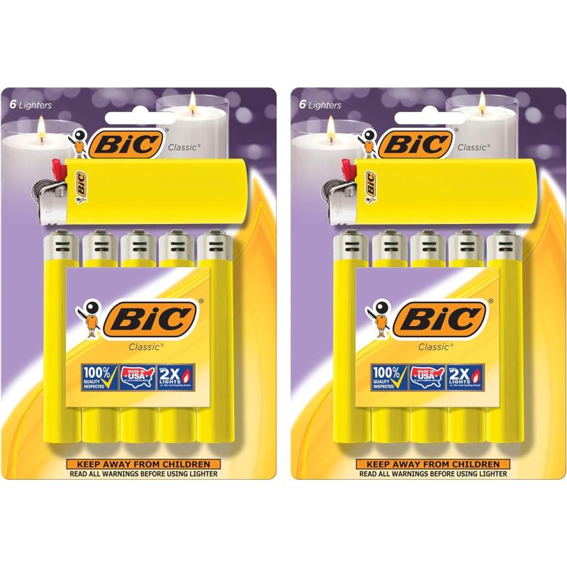 BIC Classic Maxi Pocket Lighter Yellow 12Pack Packaging May Vary