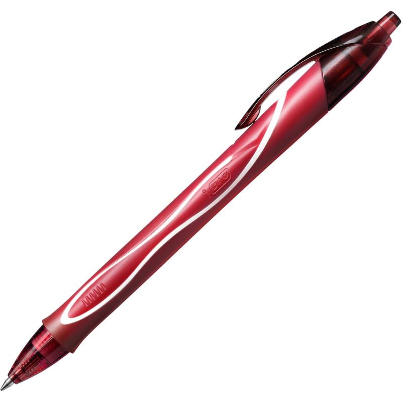 BIC Gelocity Quick Dry Gel Pen Fine Point 05mm  Box of 12 Black Gel PensRed