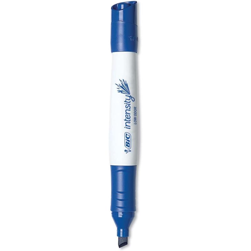 BIC Intensity Low Odor Dry Erase Marker Tank Style XL Chisel Tip Blue Bold And Vivid Color 12Count