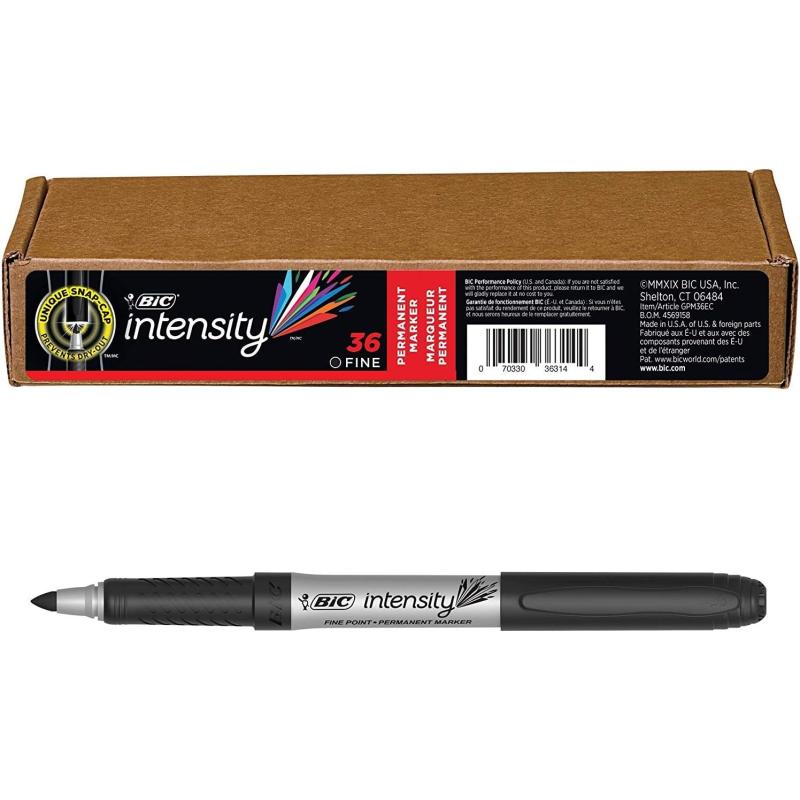 BIC Intensity Permanent Markers Fine Point Black Vibrant ampamp LongLasting 36Count