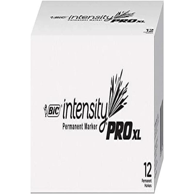 BIC Intensity Pro XL Permanent Marker Extra Large Chisel Tip Black 12 Count