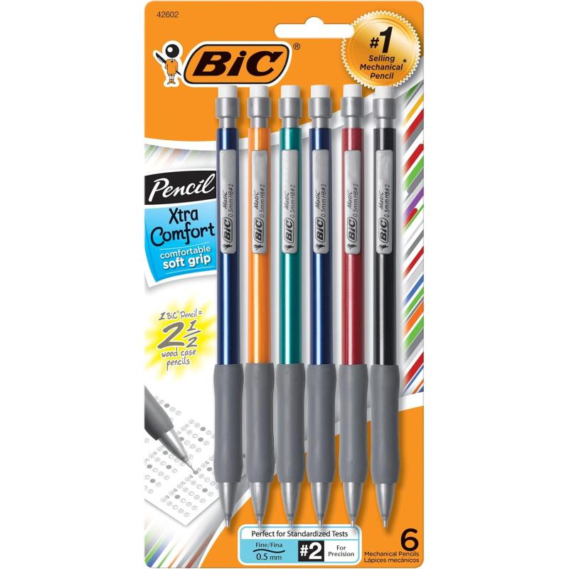 BIC Mechanical Pencil Xtra Comfort 05 mm Assorted Barrel BICMPFGP61 6 count1 Count Pack of 6