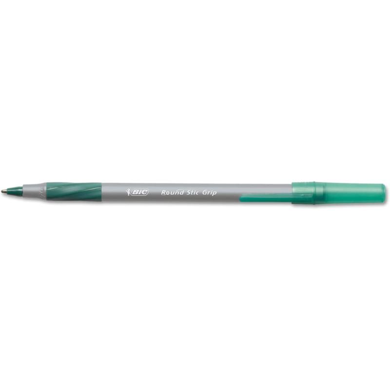 BIC Round Stic Grip XtraComfort Medium Ball Point Pen Green 12 PackPen