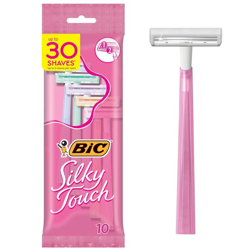 BIC Silky Touch Womens Disposable Razors With 2 Blades Pretty Pastel Razor Handles 40 Count Value Pack of Womens Razors10 Count Pack of 1