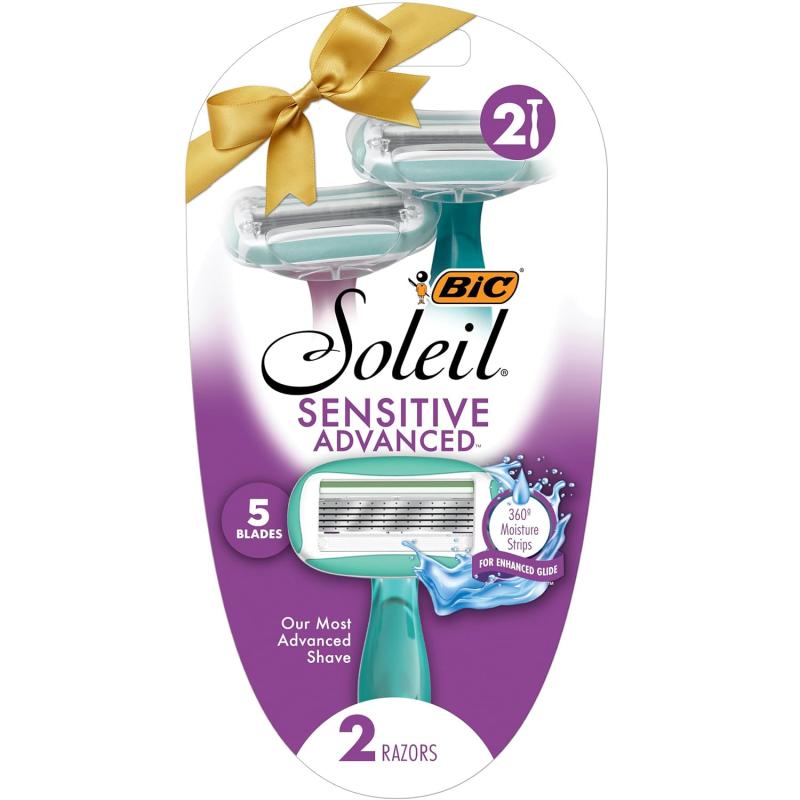 BIC Soleil Sensitive Advanced Womens Disposable Razors With 360 Degree Water Activated Moisture Strip for Enhanced Glide Shaving Razors With 5 Blades 10 Count1 Count Pack of 2