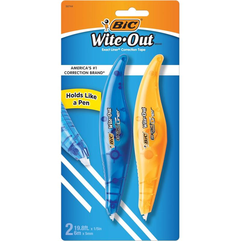 BIC WiteOut Brand Exact Liner Correction Tape White 2Count 3 packs 6 Tapes total