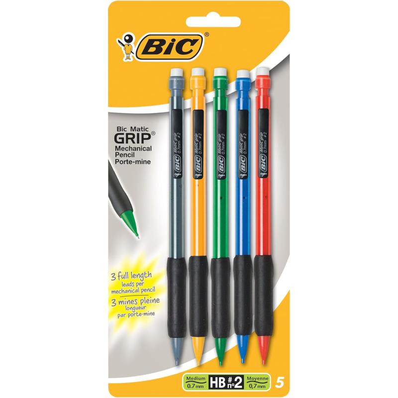 BIC Xtra Comfort Mechanical Pencils Medium Point 07mm Soft Grip For Comfort and Added Control 12Count Pack5 Count Pack of 1