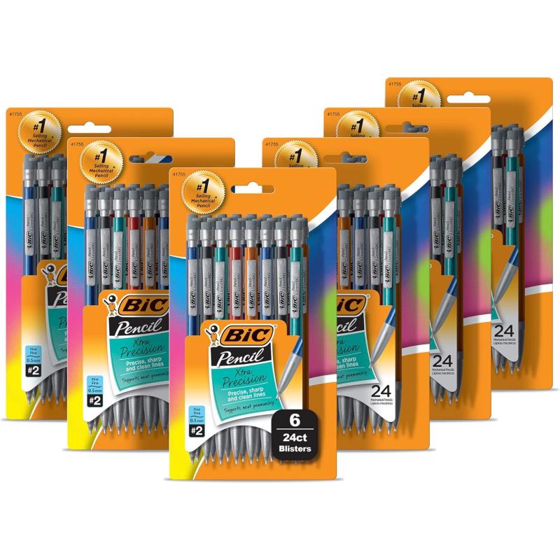 BIC XtraPrecision Mechanical Pencil Metallic Barrel Fine Point 05mm 24Count Doesnt Smudge and Erases Cleanly144 Count Pack of 1