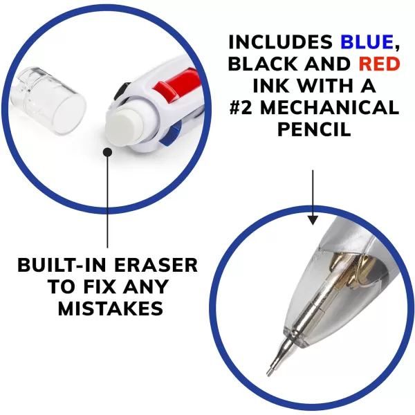 BIC 4Color 31 Ballpoint Pens and Pencil Medium Point 10 mm Assorted Colors 1Count Pack Pens for School and Office Supplies