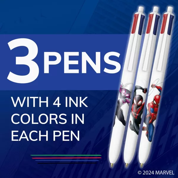 BIC 4Color Marvels Avengers Edition Retractable Ball Pens Medium Point 10mm 3Count Pack Retractable Ball Pen With LongLasting Ink3Count Pack of 1