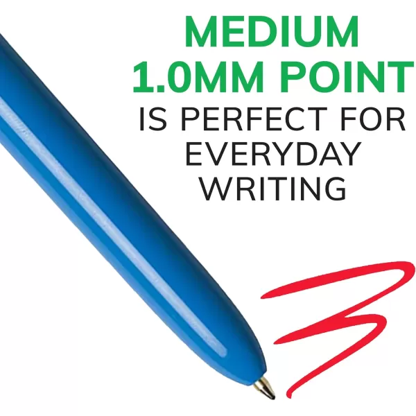 BIC 4Color Original Retractable Ball Pens Medium Point 10mm 12Count Pack Retractable Ball Pen With LongLasting Ink