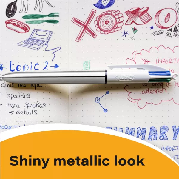 BIC 4Color Shine Retractable Ball Pens Versatile 10mm Medium Point LongLasting Ink Great Gift Idea 3Count in Assorted Colors