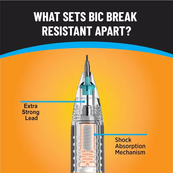 BIC Break Resistant Mechanical Pencil Lead and Eraser Refills No 2 Medium Point 07mm 12Count Refill Pack for School or Office Supplies