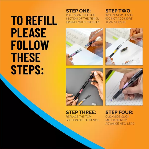BIC Break Resistant Mechanical Pencil Lead and Eraser Refills No 2 Medium Point 07mm 12Count Refill Pack for School or Office Supplies