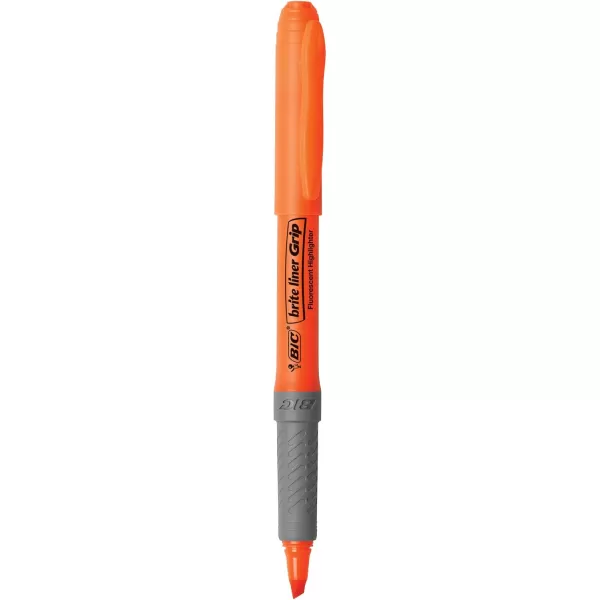 BIC Brite Liner Grip Highlighter Chisel Tip 16 mm Assorted Colors For Broad Highlighting ampamp Fine Underlining 5Count